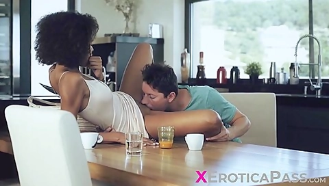 Luna Corazon In Slim Ebony Seduces Her Boyfriend Into Having A Sensual Morning Fuck