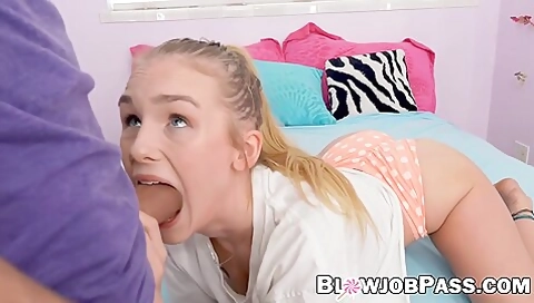 Petite Young Girl Natalie Knight Sucks Massive Cock